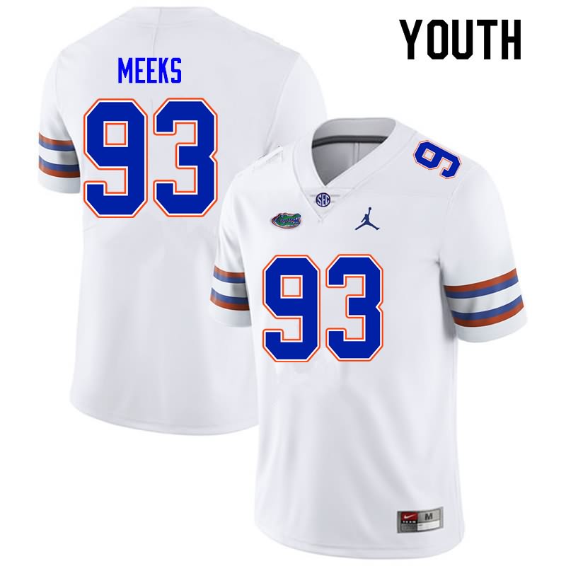 NCAA Florida Gators Dylan Meeks Youth #93 Nike White Stitched Authentic College Football Jersey ZOL2164FZ
